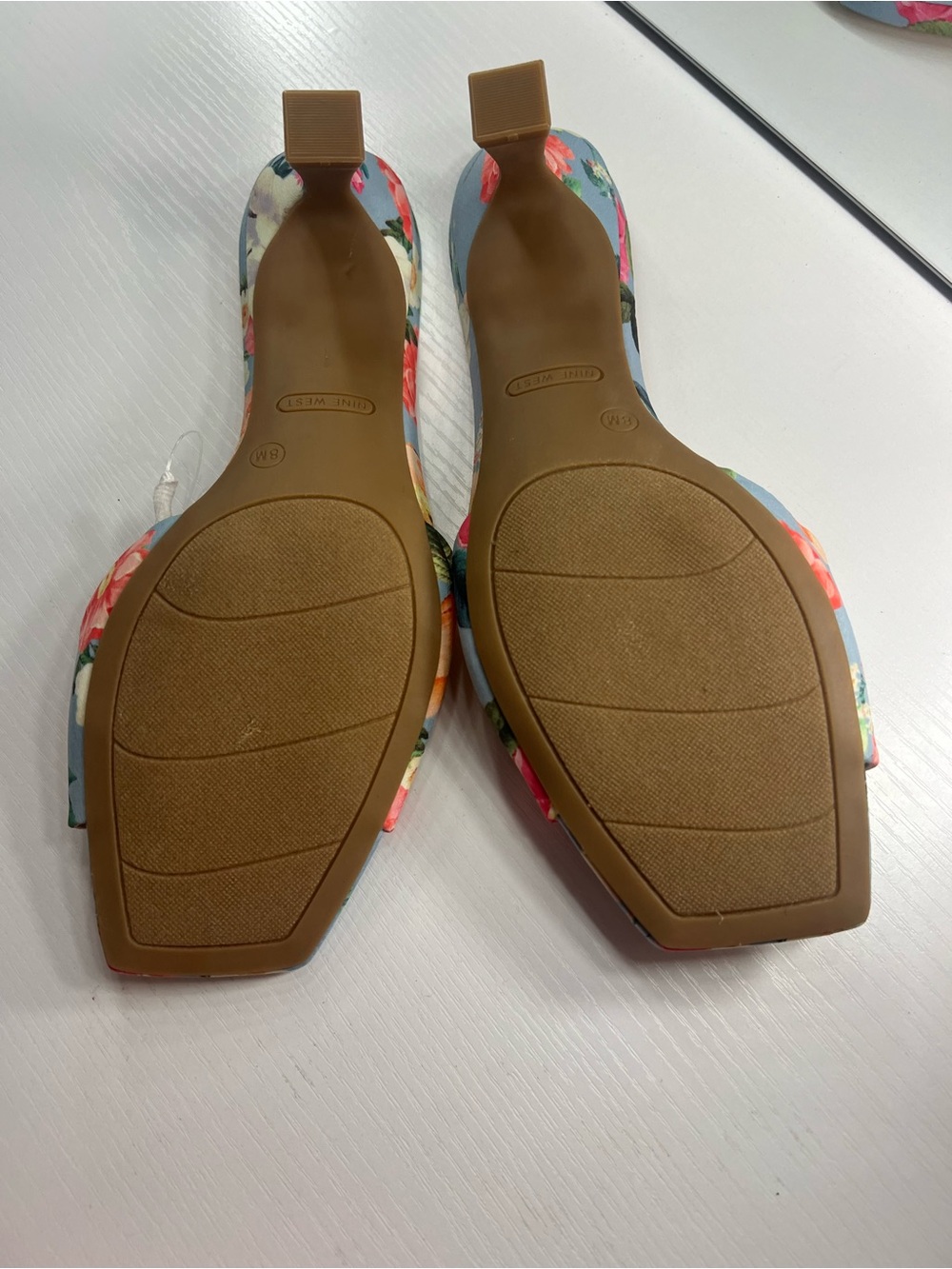 Nine West Floral Print Light Blue Slide Mules - Picture 4 of 16